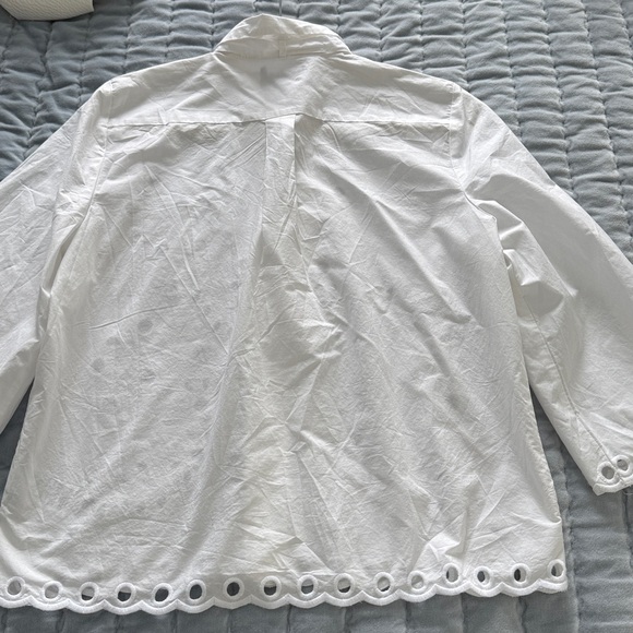 J Crew Collection button-up bow top in cotton poplin eyelet in white Size S NWT - Picture 3 of 8